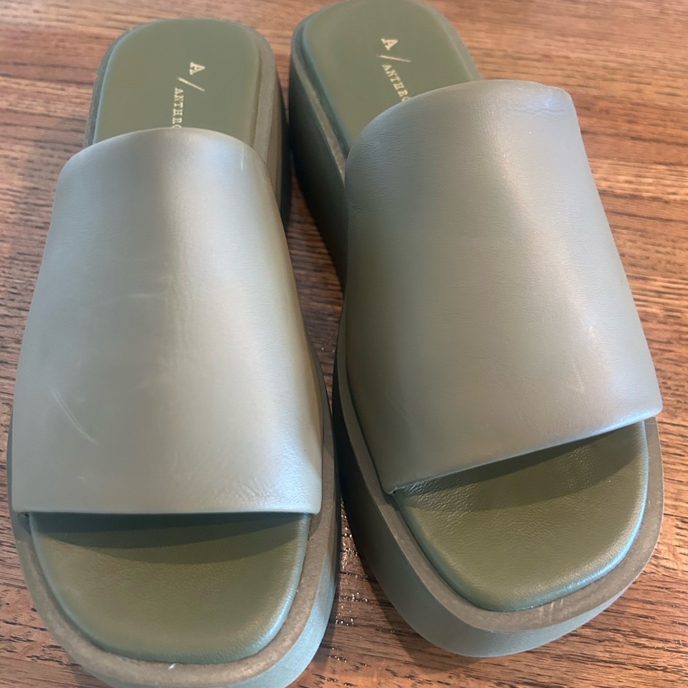 Olive Green Slide Sandals